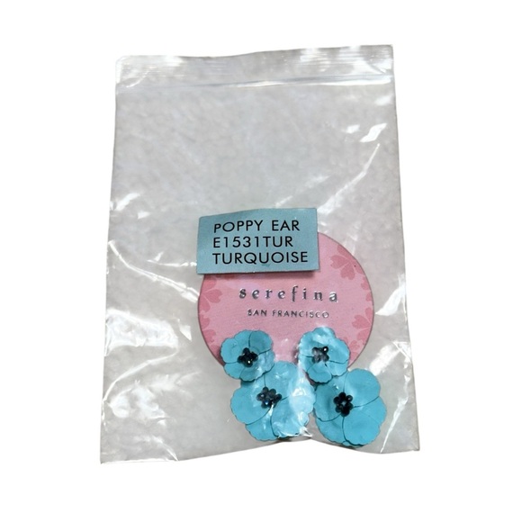 Anthropologie Serefina Poppy Ear Turquoise Blue Earrings - Picture 7 of 7
